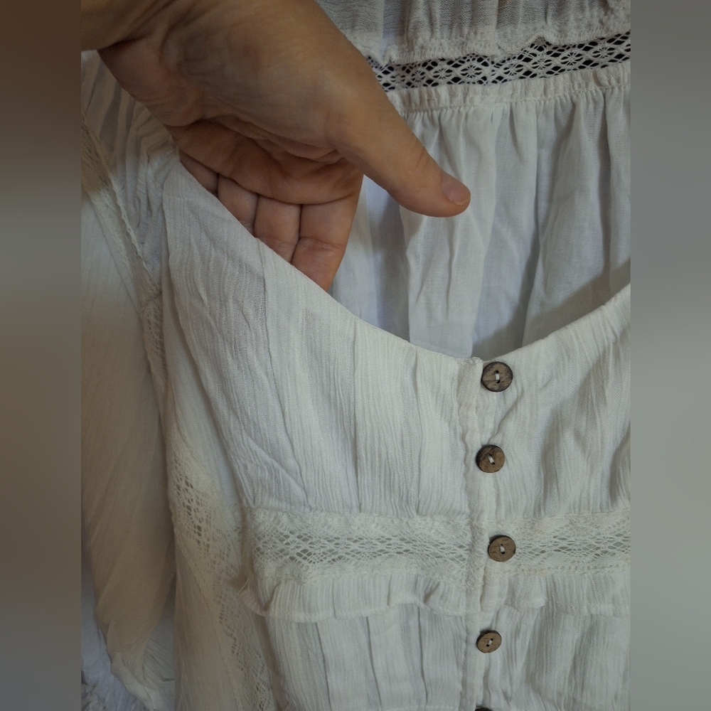 Free People Ivory Button-Front Maxi Dress - Picture 6 of 8